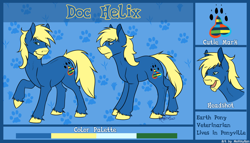 Size: 1024x585 | Tagged: safe, artist:mattsykun, imported from derpibooru, oc, oc only, oc:doc helix, pony, cutie mark, male, portrait, reference sheet, solo, stallion