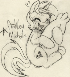 Size: 3364x3712 | Tagged: safe, artist:ashleynicholsart, deleted from derpibooru, imported from derpibooru, oc, oc only, oc:tinisparkler, ear, hug, micro, monochrome, solo