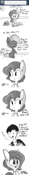 Size: 726x4356 | Tagged: safe, artist:tjpones, imported from derpibooru, oc, oc only, oc:brownie bun, oc:richard, unnamed oc, earth pony, human, pony, horse wife, adorkable, ask, blushing, book, bread, brownie bun without her pearls, comic, cute, descriptive noise, dork, ekg, electrocardiogram, food, genius, grayscale, heart, meme, monochrome, origins, poster, richard with hair, studying, tumblr, younger