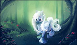 Size: 1080x637 | Tagged: safe, artist:lazeros, imported from derpibooru, oc, oc only, oc:borealis waltz, pegasus, pony, forest, unshorn fetlocks