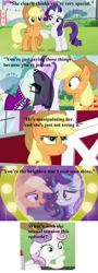 Size: 1280x3552 | Tagged: safe, edit, edited screencap, imported from derpibooru, screencap, applejack, coloratura, rarity, sweetie belle, the mane attraction, countess coloratura, exploitable meme, female, image macro, lesbian, meme, obligatory pony, rara, rarajack, shipping, sudden clarity sweetie belle