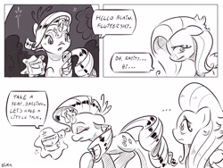 Size: 4000x3000 | Tagged: safe, artist:dilarus, deleted from derpibooru, imported from derpibooru, fluttershy, rarity, comic:the best of intentions, black and white, comic, grayscale, monochrome