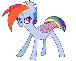 Size: 2500x2000 | Tagged: safe, artist:turtlefarminguy, imported from derpibooru, rainbow dash, the cutie re-mark, alternate timeline, apocalypse dash, crystal war timeline, female, simple background, solo, torn ear, transparent background