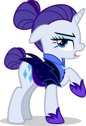 Size: 3447x5000 | Tagged: safe, artist:xebck, imported from derpibooru, rarity, the cutie re-mark, absurd resolution, alternate hairstyle, alternate timeline, clothes, female, night maid rarity, nightmare takeover timeline, open mouth, raised hoof, simple background, solo, transparent background, vector