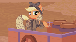 Size: 847x473 | Tagged: safe, imported from derpibooru, applejack, earth pony, pony, the cutie re-mark, alternate timeline, applecalypsejack, barrels, crystal war timeline