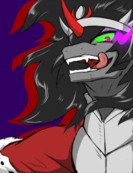 Size: 720x931 | Tagged: safe, artist:commissarbu, imported from derpibooru, king sombra, bueno, dark magic, licking, licking lips, magic, male, solo, sombra eyes, tongue out