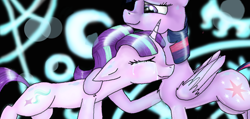 Size: 1006x477 | Tagged: safe, artist:161141, imported from derpibooru, starlight glimmer, twilight sparkle, alicorn, pony, the cutie re-mark, crying, cute, eyes closed, female, forgiveness, hug, mare, tears of joy, twilight sparkle (alicorn)