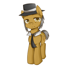 Size: 1000x1000 | Tagged: safe, artist:yanyao, imported from derpibooru, igneous rock pie, pony, hat, looking at you, male, pixiv, simple background, smiling, solo, stallion, transparent background