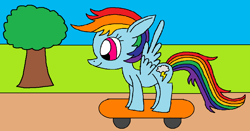 Size: 1202x631 | Tagged: safe, artist:killerbug2357, imported from derpibooru, rainbow dash, 1000 hours in ms paint, female, ms paint, skateboard, solo