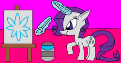 Size: 1204x632 | Tagged: safe, artist:killerbug2357, imported from derpibooru, rarity, 1000 hours in ms paint, female, magic, ms paint, paintbrush, solo, telekinesis