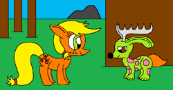 Size: 1205x633 | Tagged: safe, artist:killerbug2357, imported from derpibooru, applejack, jackalope, 1000 hours in ms paint, ms paint