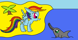 Size: 1205x633 | Tagged: safe, artist:killerbug2357, imported from derpibooru, rainbow dash, dolphin, 1000 hours in ms paint, ms paint