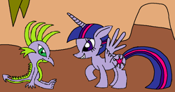 Size: 1205x633 | Tagged: safe, artist:killerbug2357, imported from derpibooru, spike, twilight sparkle, alicorn, pony, 1000 hours in ms paint, female, mare, ms paint, twilight sparkle (alicorn)