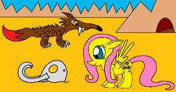 Size: 1205x633 | Tagged: safe, artist:killerbug2357, imported from derpibooru, fluttershy, wolf, 1000 hours in ms paint, ms paint