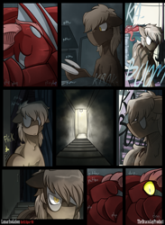 Size: 3000x4091 | Tagged: safe, artist:dracojayproduct, imported from derpibooru, oc, oc only, oc:eschar, oc:syril, comic:lunar isolation, comic, glasses, thunder