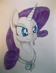 Size: 3216x4193 | Tagged: safe, artist:scribblepwn3, imported from derpibooru, rarity, pony, unicorn, female, pen drawing, portrait, solo, traditional art, watercolor painting