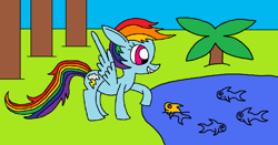 Size: 1024x538 | Tagged: safe, artist:killerbug2357, imported from derpibooru, rainbow dash, fish, 1000 hours in ms paint, ms paint