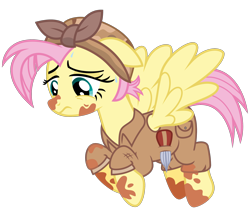 Size: 3000x2600 | Tagged: safe, artist:cheezedoodle96, imported from derpibooru, fluttershy, pony, the cutie re-mark, .svg available, alternate hairstyle, alternate timeline, apocalypse fluttershy, clothes, crystal war timeline, dirty, female, headscarf, mare, overalls, sad, scarf, scissors, shears, simple background, solo, svg, sweat, transparent background, vector