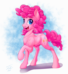 Size: 900x980 | Tagged: safe, artist:tsitra360, imported from derpibooru, pinkie pie, eyelashes, female, happy, looking at you, solo