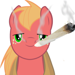Size: 300x300 | Tagged: safe, artist:juicy-cactus, edit, edited edit, imported from derpibooru, big macintosh, earth pony, pony, drugs, high, inverted mouth, joint, male, marijuana, stallion