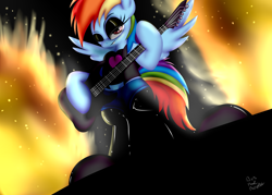 Size: 1280x914 | Tagged: safe, artist:paulpeopless, imported from derpibooru, rainbow dash, electric guitar, female, guitar, heavy metal, metal, musical instrument, rock (music), rocking out, solo