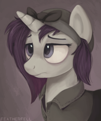 Size: 500x600 | Tagged: safe, artist:featherfell, imported from derpibooru, rarity, pony, unicorn, the cutie re-mark, alternate hairstyle, alternate timeline, alternate universe, clothes, crystal war timeline, female, overalls, rarity the riveter, solo