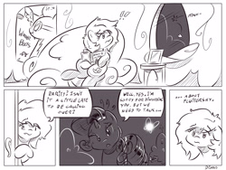 Size: 4000x3000 | Tagged: safe, artist:dilarus, deleted from derpibooru, imported from derpibooru, rainbow dash, rarity, comic:the best of intentions, black and white, comic, grayscale, rainbow dash's house