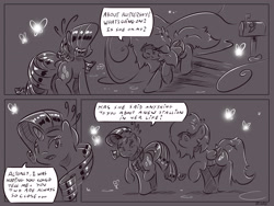 Size: 4000x3000 | Tagged: safe, artist:dilarus, deleted from derpibooru, imported from derpibooru, rainbow dash, rarity, comic:the best of intentions, black and white, comic, grayscale