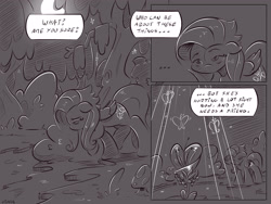 Size: 4000x3000 | Tagged: safe, artist:dilarus, deleted from derpibooru, imported from derpibooru, fluttershy, comic:the best of intentions, black and white, comic, everfree forest, grayscale, solo