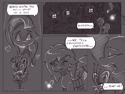 Size: 4000x3000 | Tagged: safe, artist:dilarus, deleted from derpibooru, imported from derpibooru, fluttershy, rainbow dash, comic:the best of intentions, comic, everfree forest, fluttershy's cottage, grayscale, monochrome