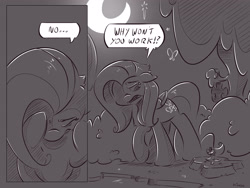 Size: 4000x3000 | Tagged: safe, artist:dilarus, deleted from derpibooru, imported from derpibooru, fluttershy, zecora, zebra, comic:the best of intentions, comic, everfree forest, grayscale, monochrome