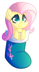 Size: 909x1670 | Tagged: safe, artist:drawntildawn, imported from derpibooru, fluttershy, christmas, christmas stocking, cute, female, shyabetes, solo