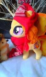 Size: 480x800 | Tagged: safe, artist:blazingdazzlingdusk, artist:missfrightsdelights, derpibooru exclusive, imported from derpibooru, adagio dazzle, pony, equestria girls, rainbow rocks, christmas, clothes, equestria girls ponified, hat, irl, photo, plushie, ponified, scarf, the dazzlings