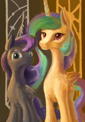 Size: 1184x1688 | Tagged: safe, artist:plainoasis, imported from derpibooru, princess celestia, princess luna, sisters