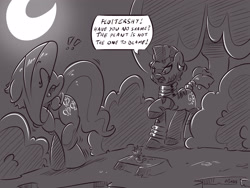 Size: 4000x3000 | Tagged: safe, artist:dilarus, deleted from derpibooru, imported from derpibooru, fluttershy, zecora, zebra, comic:the best of intentions, comic, everfree forest, grayscale, monochrome