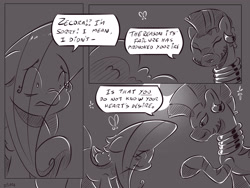 Size: 4000x3000 | Tagged: safe, artist:dilarus, deleted from derpibooru, imported from derpibooru, fluttershy, zecora, zebra, comic:the best of intentions, comic, everfree forest, grayscale, monochrome