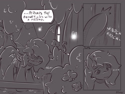 Size: 4000x3000 | Tagged: safe, artist:dilarus, deleted from derpibooru, imported from derpibooru, rainbow dash, comic:the best of intentions, comic, fluttershy's cottage, grayscale, monochrome, solo