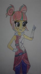 Size: 1404x2499 | Tagged: safe, artist:blazingdazzlingdusk, derpibooru exclusive, imported from derpibooru, sour sweet, equestria girls, friendship games, crystal prep shadowbolts, drawing, female, hand on hip, solo, thumbs up, traditional art