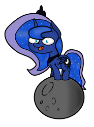 Size: 985x1332 | Tagged: safe, artist:twittershy, imported from derpibooru, princess luna, female, moon, simple background, solo, tangible heavenly object, tongue out, transparent background