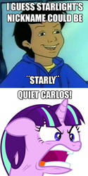 Size: 560x1120 | Tagged: safe, imported from derpibooru, starlight glimmer, starly, carlos, carlos ramón, magic school bus, pokémon, pun, quiet, ragelight glimmer