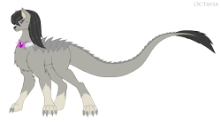 Size: 2936x1655 | Tagged: safe, artist:pyrus-leonidas, imported from derpibooru, octavia melody, dog, hellhound, kaiju, dogified, female, kaijufied, simple background, solo, species swap