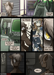 Size: 3000x4091 | Tagged: safe, artist:dracojayproduct, imported from derpibooru, oc, oc only, oc:annabelle, oc:caroline, oc:eschar, oc:pierson, comic:lunar isolation, comic, horn, tools