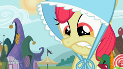 Size: 1366x768 | Tagged: safe, imported from derpibooru, screencap, apple bloom, family appreciation day, bonnet, female, solo