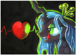 Size: 1098x800 | Tagged: safe, artist:lexx2dot0, imported from derpibooru, queen chrysalis, changeling, changeling queen, female, gouache, portrait, solo, traditional art