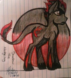 Size: 1280x1398 | Tagged: safe, artist:diamond1997, imported from derpibooru, pony, ponified, shadow the hedgehog, solo, sonic the hedgehog (series), traditional art