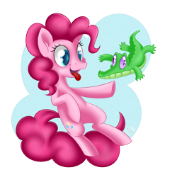 Size: 900x900 | Tagged: safe, artist:swanlullaby, imported from derpibooru, gummy, pinkie pie, tongue out