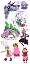 Size: 1024x2187 | Tagged: safe, artist:lopoddity, deleted from derpibooru, imported from derpibooru, princess skyla, spike, oc, oc:cupcake, oc:pandora, human, pandoraverse, adventure time, harry potter, humanized, humanized oc, interspecies offspring, next generation, offspring, older, older spike, parent:cheese sandwich, parent:discord, parent:pinkie pie, parent:princess cadance, parent:shining armor, parent:twilight sparkle, parents:cheesepie, parents:discolight, parents:shiningcadance, running makeup, sketch dump, spikezilla