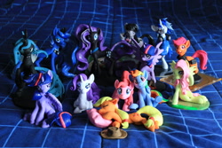Size: 1280x853 | Tagged: safe, artist:dustysculptures, imported from derpibooru, applejack, dj pon-3, fluttershy, nightmare rarity, octavia melody, pinkie pie, princess luna, queen chrysalis, rainbow dash, rarity, scootaloo, twilight sparkle, vinyl scratch, alicorn, pony, clothes, female, headphones, hoodie, mane six, mare, sculpture, stalkerloo, twilight sparkle (alicorn)