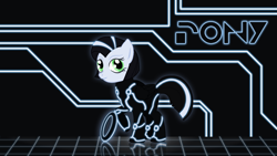 Size: 1600x900 | Tagged: safe, artist:moongazeponies, imported from derpibooru, oc, oc only, clothes, costume, crossover, identity disk, solo, text, tron, vector