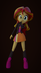 Size: 540x960 | Tagged: safe, artist:3d thread, artist:creatorofpony, imported from derpibooru, sunset shimmer, equestria girls, /mlp/, 3d, 3d model, blender, boots, clothes, female, jacket, jojo pose, jojo's bizarre adventure, shirt, skirt, solo